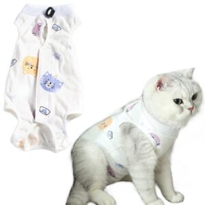 hacraho pet recovery suit, 1 pcs cat surgical recovery suit breathable e-collar alternative for cats and dogs, chest girth 14.96-18.11"