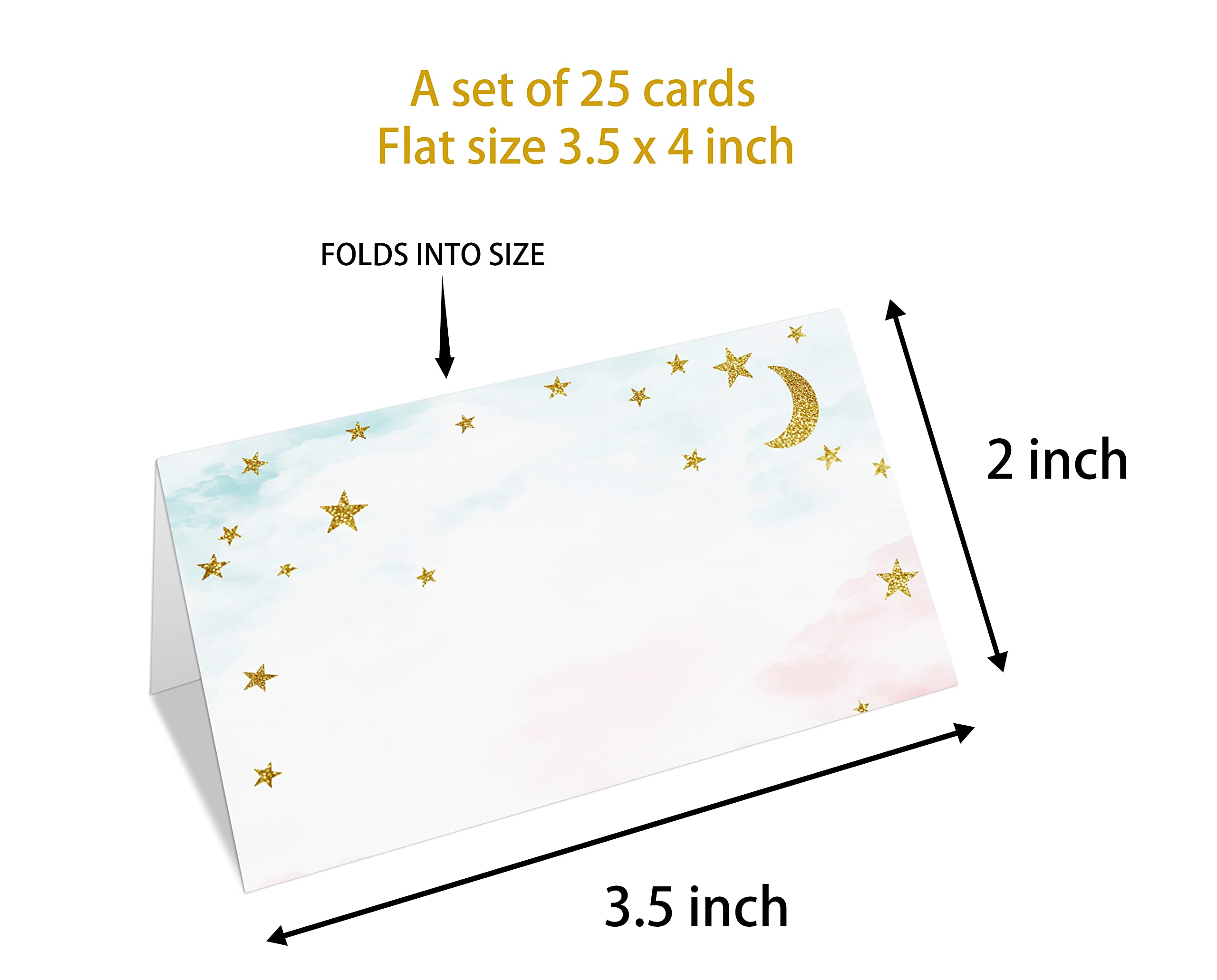 Little Star Place Cards Tent Style Cards – 25 Cards per Pack – Little Star Party Supplies Decorations – Shower Party Favors Birthday Party(TAIKA-010)