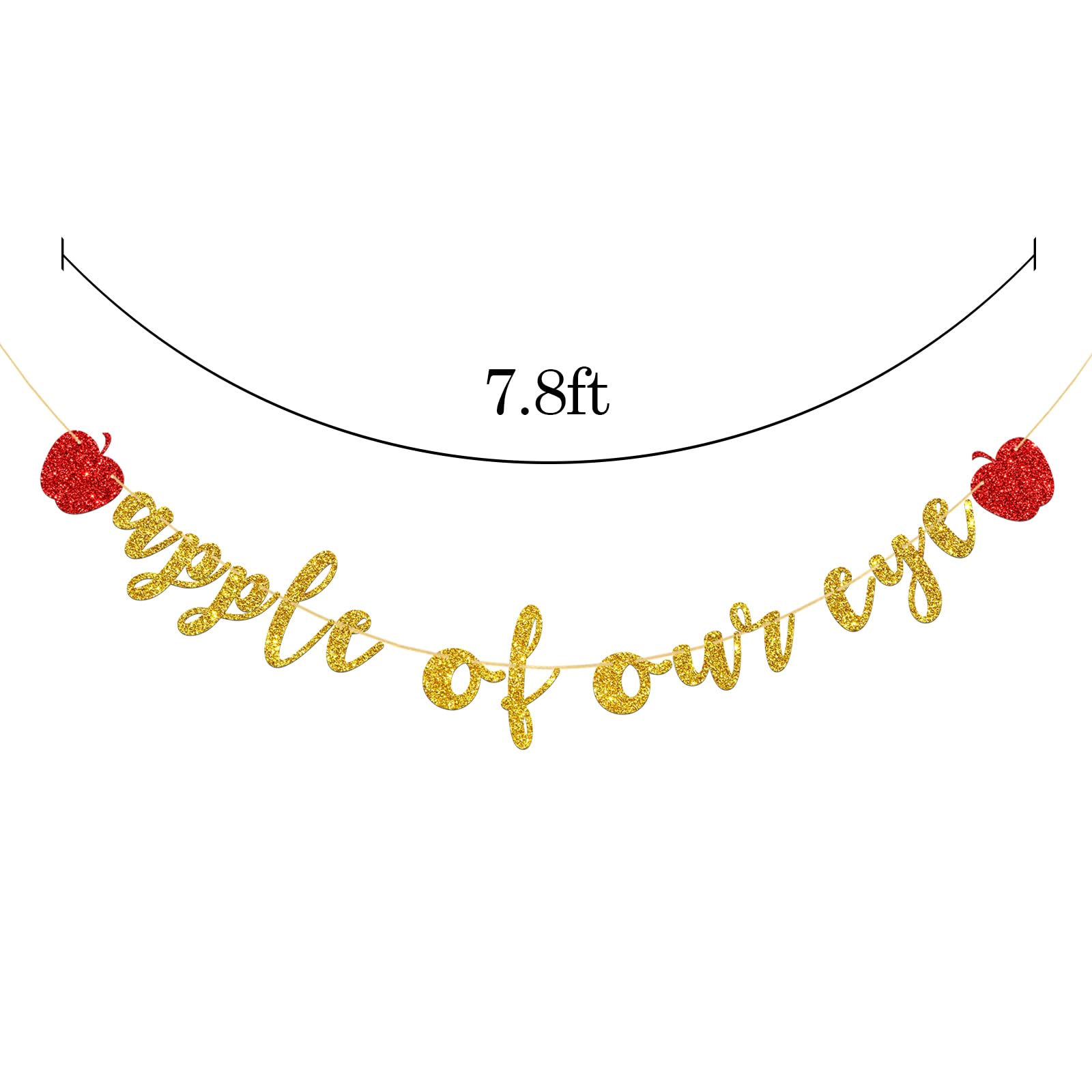 Apple of Our Eye Banner, Fruit Theme Baby 1st Birthday, Baby Shower, Boys Girls Fruit Party Decorations Supplies, Gold Glitter