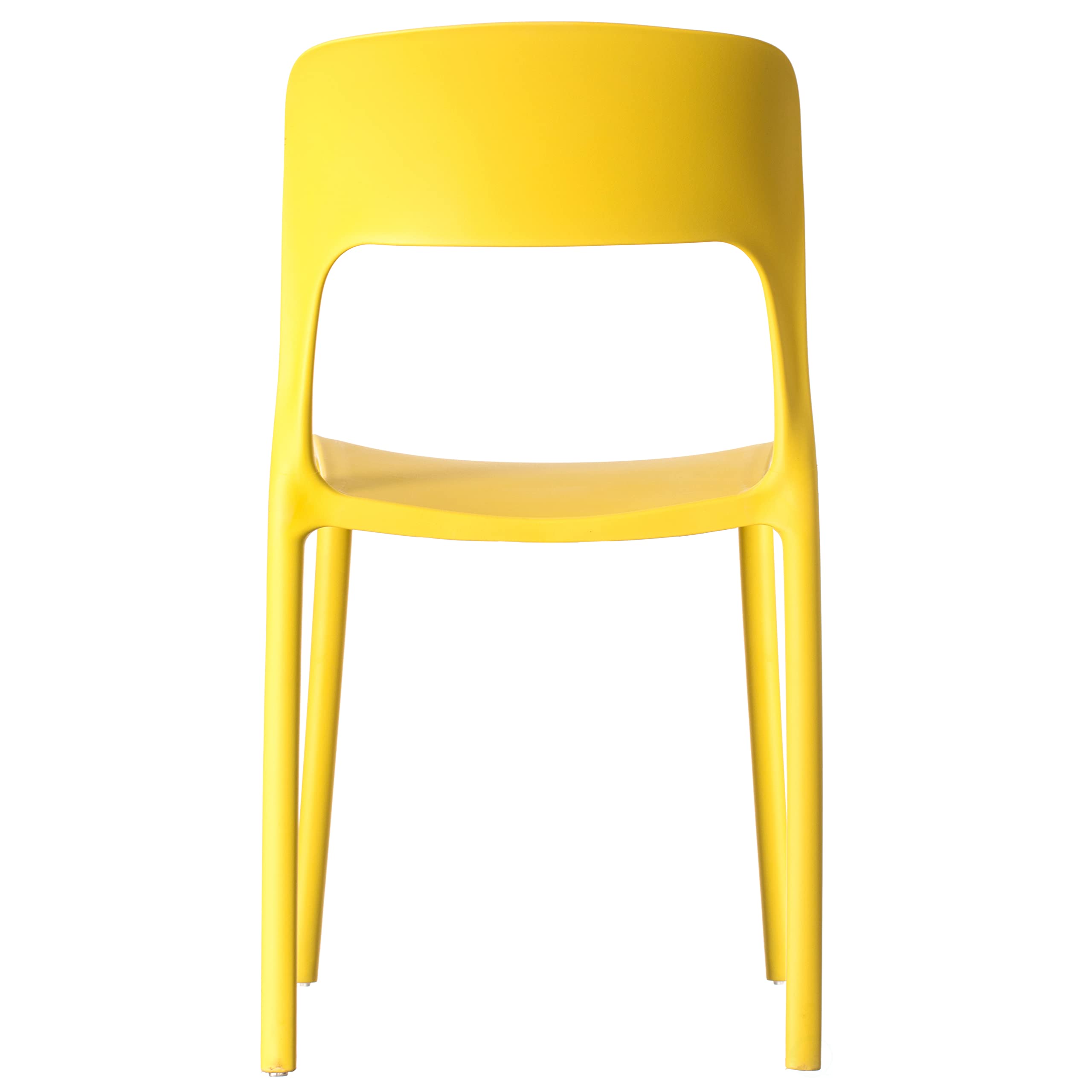 Fabulaxe Modern Plastic Outdoor Dining Chair with Open Curved Back, Yellow Set of 2