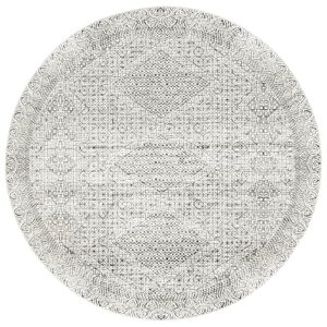 nuLOOM 6' Round SpinClean Machine Washable Stain-Resistant Area Rug with Non Slip Backing, Low Profile for Living Room, Bedroom, and Dining Room, Hart Grey