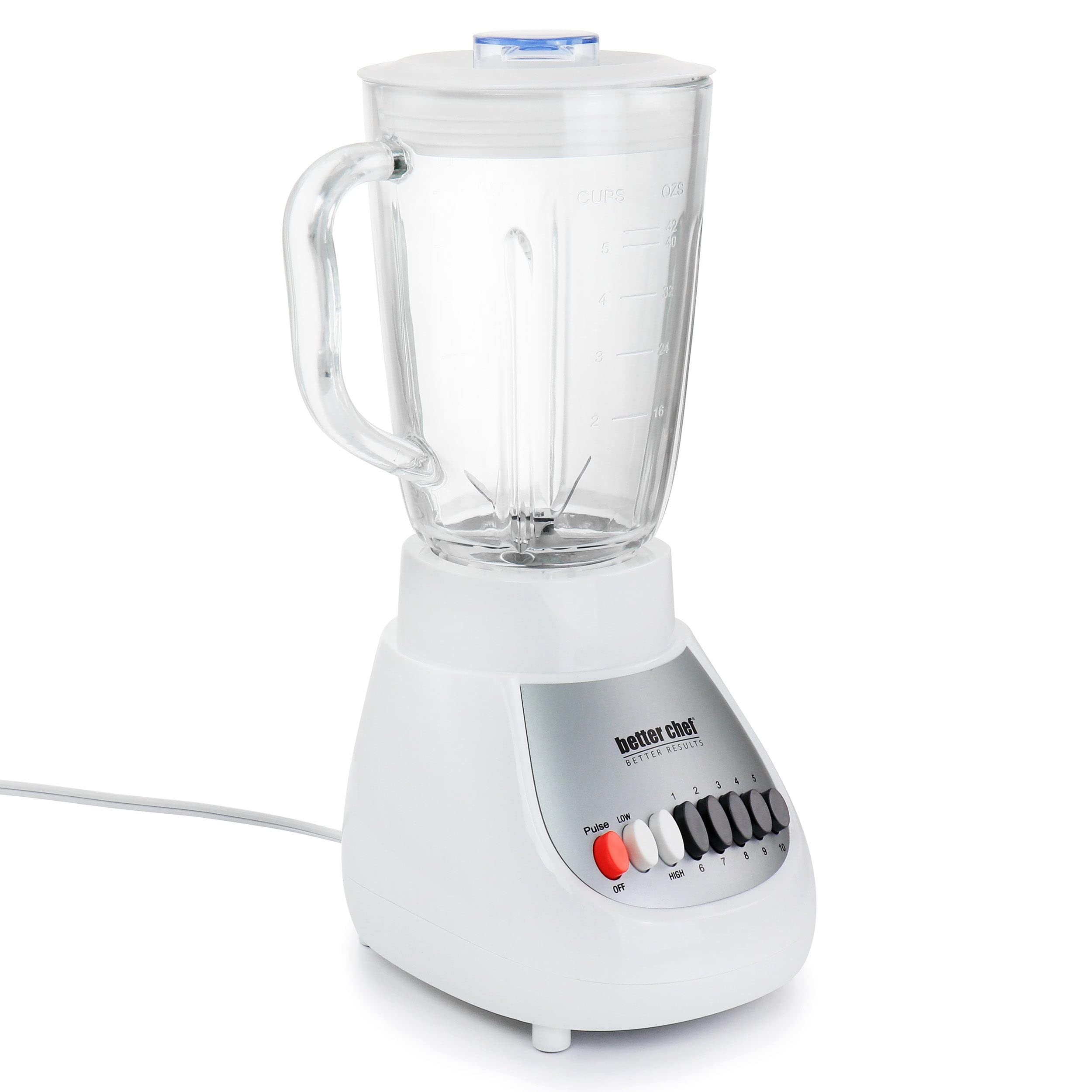 10-speed Watt 42 Ounce Glass Jar Blender In White Multiple Speeds