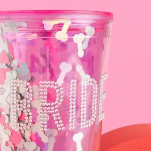 xo, Fetti Bachelorette Party Bride Confetti Tumbler Cup - Bridal Shower, Engagement Party Decoration and Bride To Be Gift