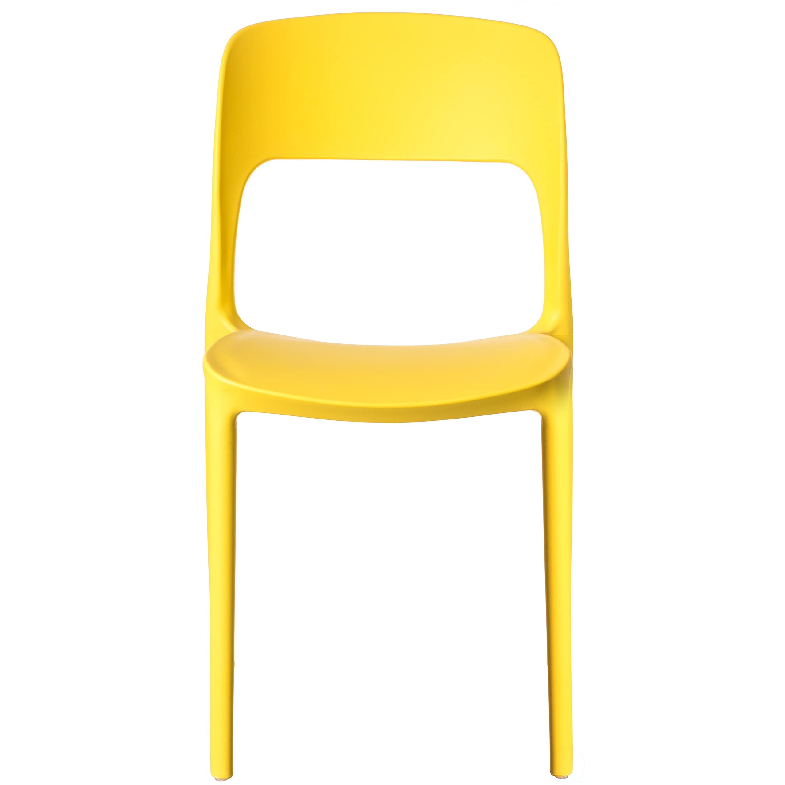 Fabulaxe Modern Plastic Outdoor Dining Chair with Open Curved Back, Yellow Set of 2