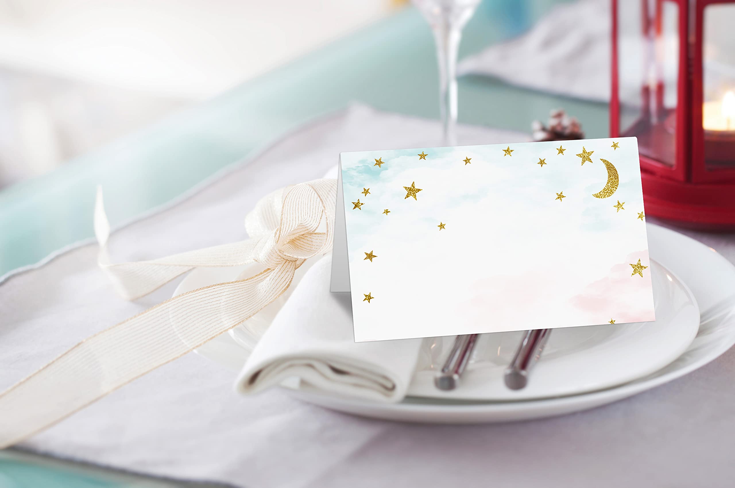 Little Star Place Cards Tent Style Cards – 25 Cards per Pack – Little Star Party Supplies Decorations – Shower Party Favors Birthday Party(TAIKA-010)