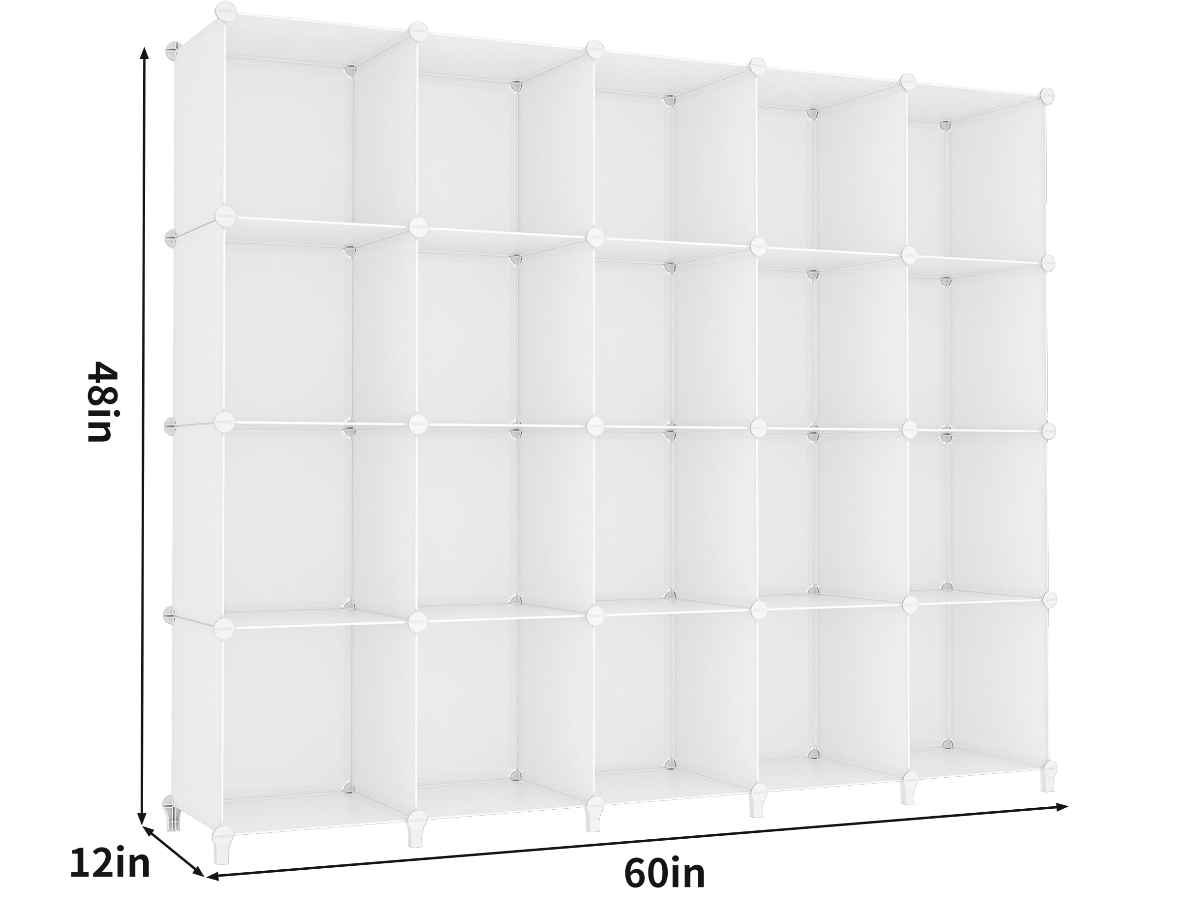 HOMIDEC 20-Cube Storage Shelf, Storage Bookcase Bookshelf with Metal Hammer, Storage Cubes Organizer Cabinet for Kids, Closet, Bedroom, Bathroom, (11.8x11.8x11.8 inch)