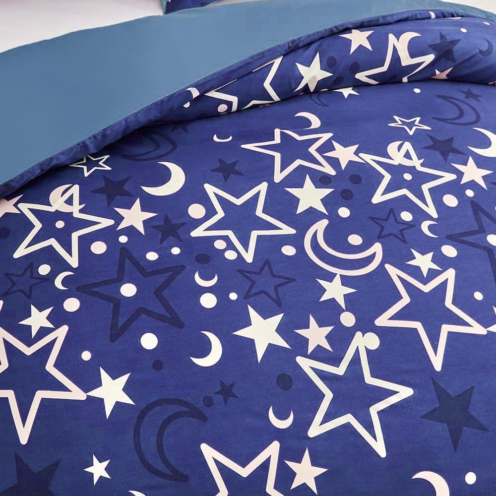 Feelyou Galaxy Glow in The Dark Duvet Cover for Girls Kids Queen Purple Universe Starry Night Bedding Set Super Soft Outer Space Stars Moon Comforter Cover Set Girl Bedroom Glow Decor Bedspread Cover