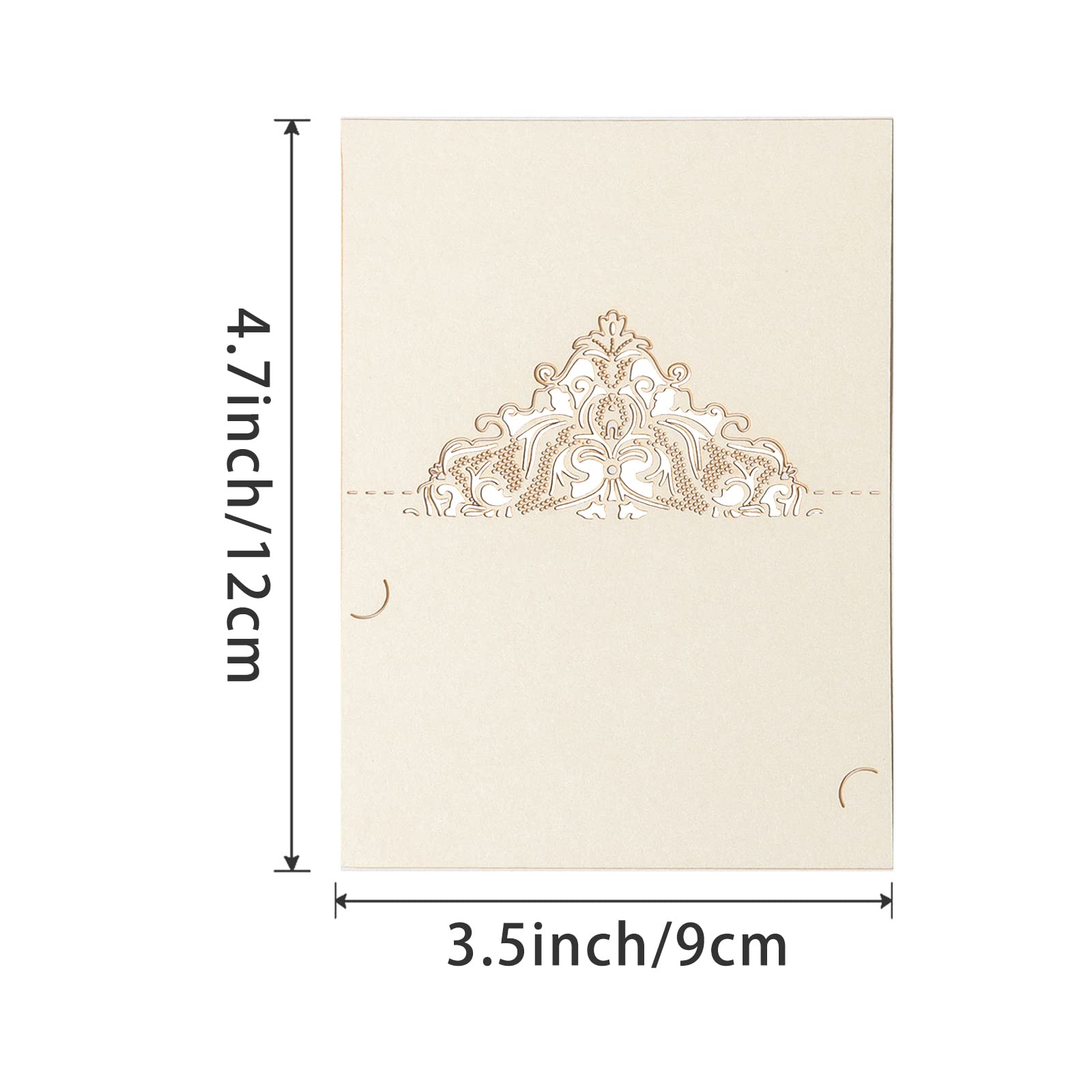 Lace Hollow Out Table Place Cards Wedding Seating Cards 50Pack Folded Place Name Cards for Wedding Banquet Events Party 3.5in Ivory