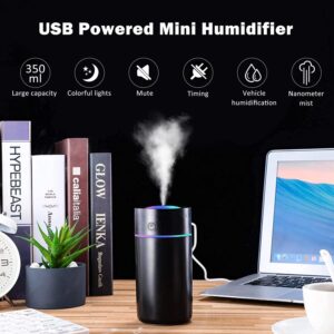 Humidifiers for Bedroom Portable Mini Humidifier with 7-color Lights, Auto Shut-Off Small Desk Humidifier [2 Mist Modes] Super Quiet USB Personal Humidifier for Bedroom, Car, Office, Travel, Plants