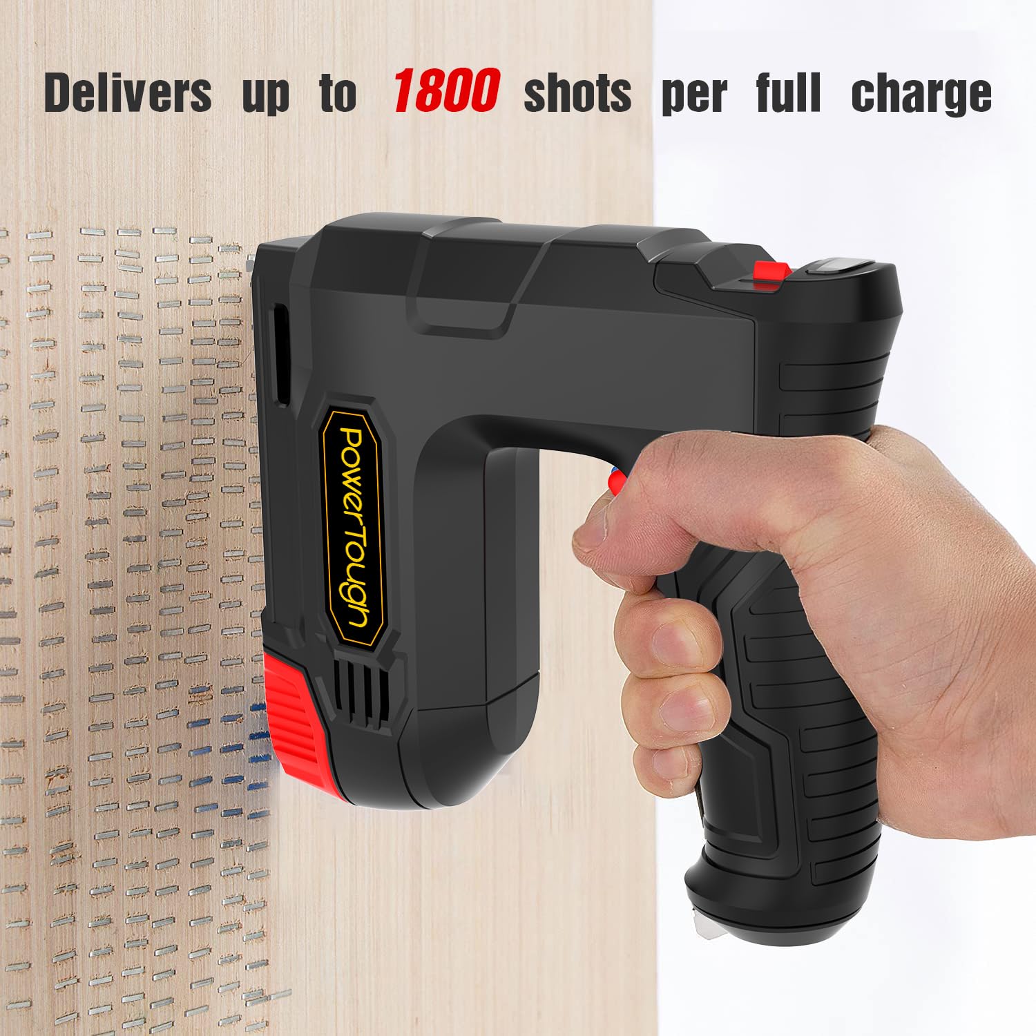 Powertough 4v Electric Cordless Staple Gun 2 in 1 Cordless Stapler, 1.5Ah Battery Powered Nail Gun for Upholstery Crafts, DIY, Including USB Charger Cable 2000pcs Free Staples and Brad Nails