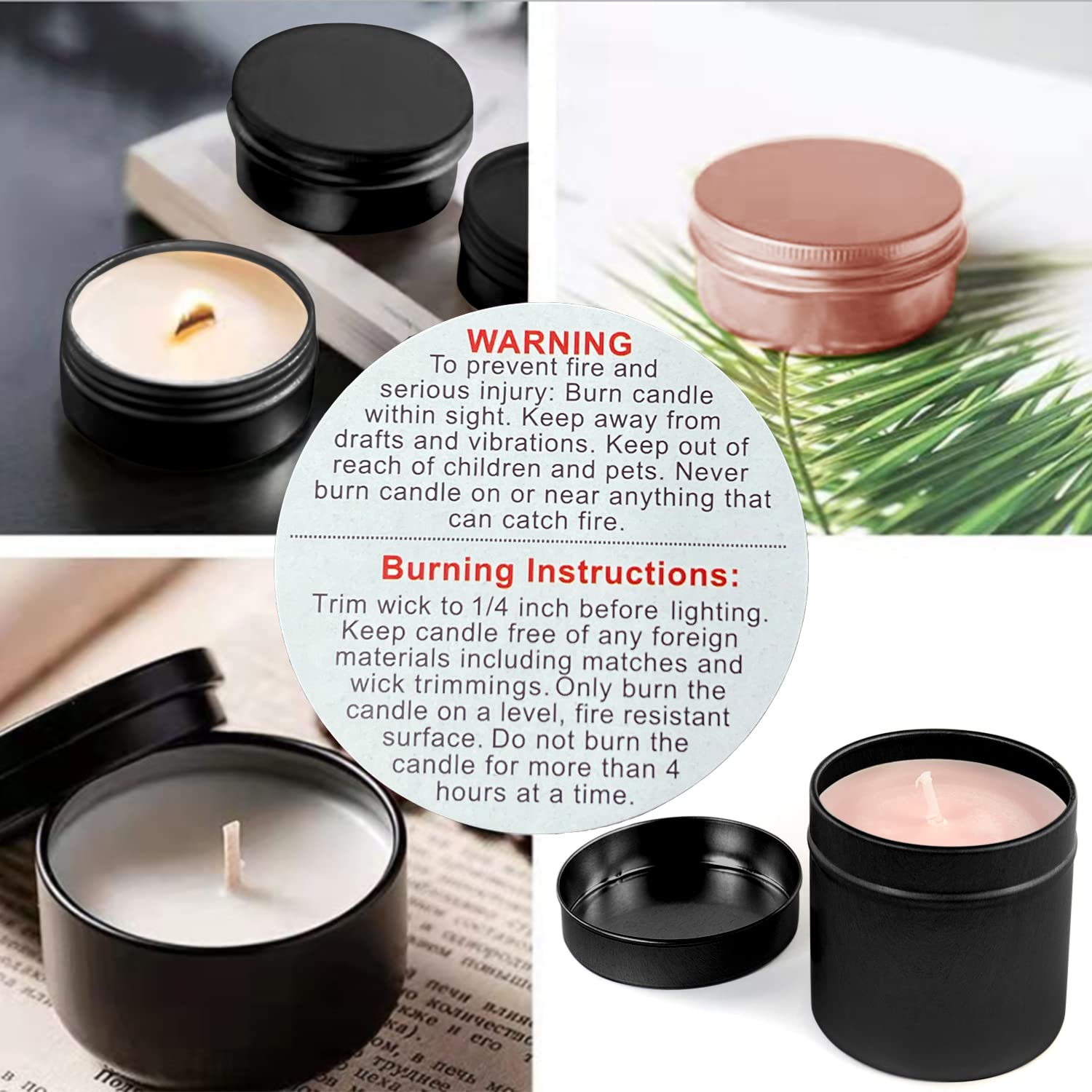 WANBAO 1000 PCS Candle Warning Labels Candle Safety Sticker 1.5 Inch for DIY Candle Jars