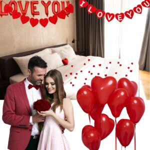 Rainmae Valentine Day Party Supplies I Love You Balloons and Love-Bear Balloons Kit 1000 Pcs Dark-Red Silk Rose Petals Romantic Flower Decoration Red Heart Balloons Swirls for Wedding Decorations