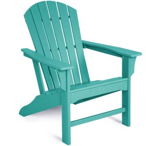 wmk adirondack chair weather resistant, outdoor fire pit chairs plastic resin deck adirondack chairs for patio, law, garden (blue)