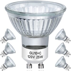 ybek halogen bulb 25w gu10 120v np5 replacement bulb for track/recessed/accent lighting，candle warmer, scent wax burner mr16 jdr dimmable, warm white 2700k,pack of 6