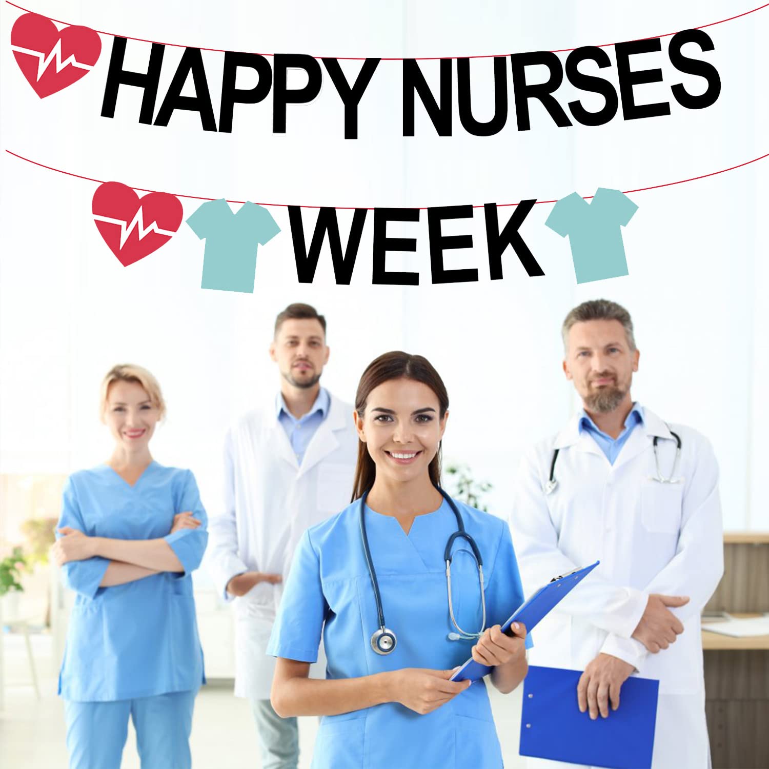 Happy Nurses Week Banner Thank You Nurses Party Decorations - Nurse Appreciation Week Banner for Medical Doctor Nursing Party Decorations