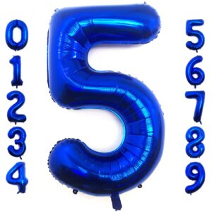 lovoir 40 inch navy blue number 5 balloon large size jumbo digit mylar foil helium dark blue balloons for birthday party celebration decorations graduations anniversary baby shower photo shoot