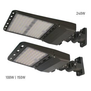 THE LIGHT MASTER – 100W LED Street/Parking Lot Light, 5000 K, 15000 Lumen, Security Light, 150LM/W, [200W-300W HPS Equiv.] 100-277V, Adj Slip Filter Mount, UL/DLC, Waterproof, 5 Yr Warrant