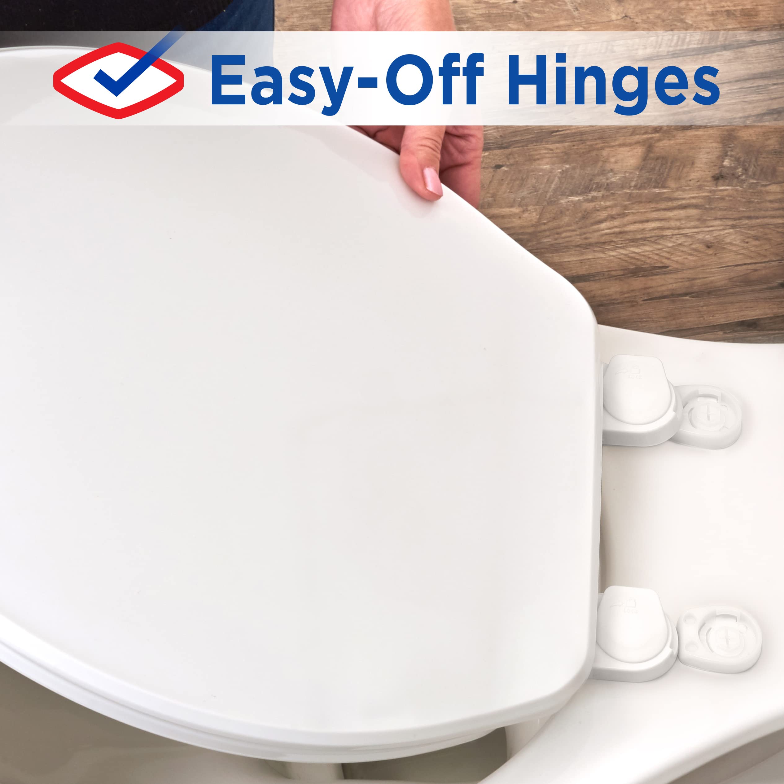 Clorox Elongated Wood Toilet Seat with Easy-Off Hinges-Wiggle Free Design