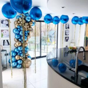 6 Pack Blue Balloons 22 Inch 4D Big Round Foil Balloons Blue Metallic Balloons for Wedding Birthday Bridal Shower Baby Shower Decorations Party Supplies