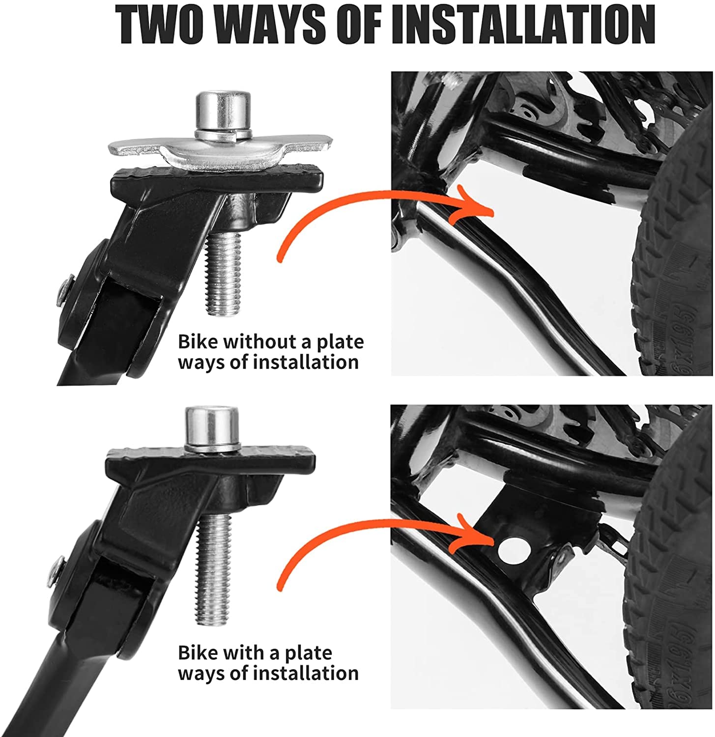 USONG Bike Kickstand Children's Bicycle Kickstand Single-side Stand Folding Bicycle Center Bracket 12" 14" 16" 18" 20" Bike Racks (For 18"-20"-22" Bike)