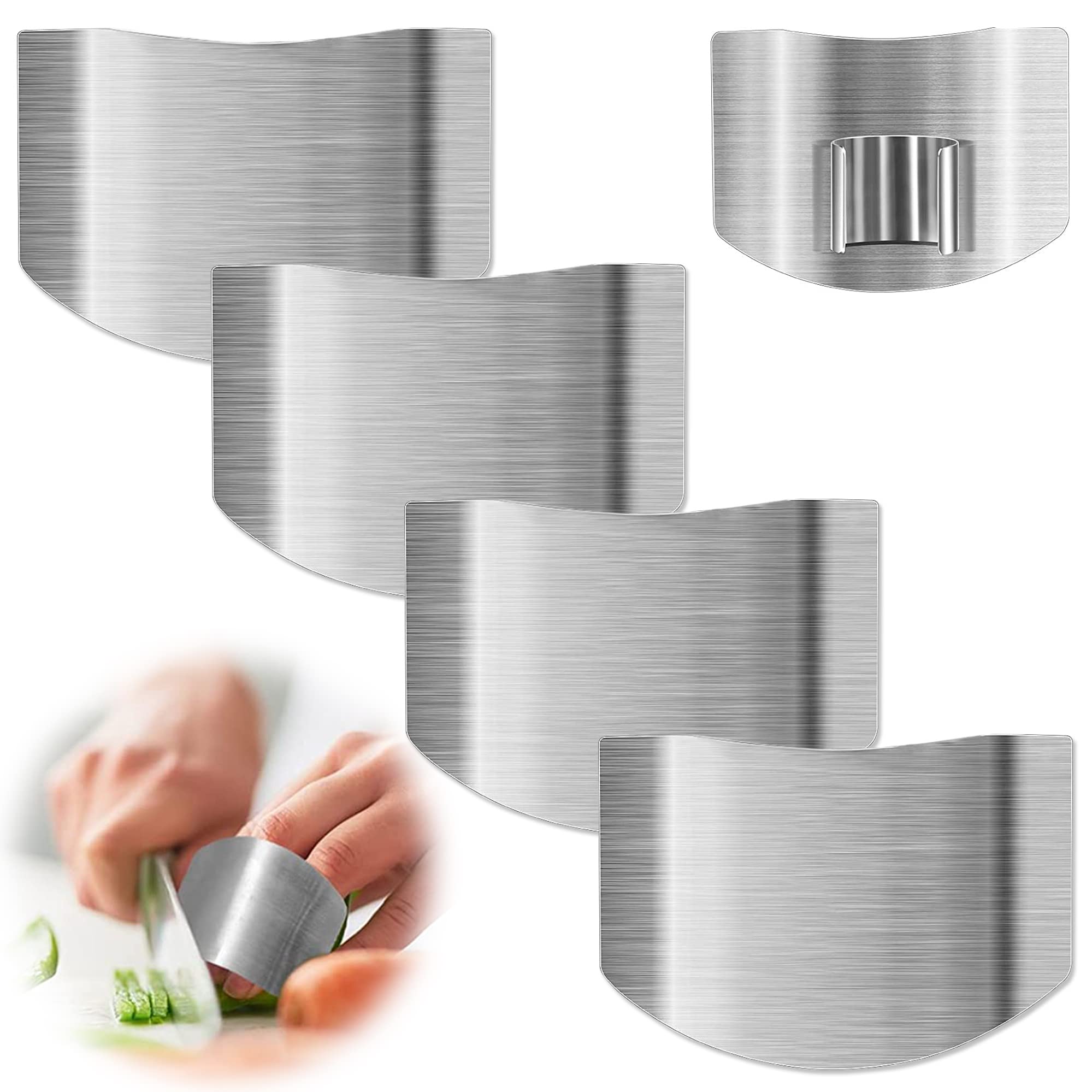 SKRYUIE 4 PCS Finger Guards for Cutting Stainless Steel Knife Slicing Finger Guard, Kitchen Safe Chop Cut Tool Finger Hand Protector, When Cutting Dicing Food Kitchen Tools Avoid Knife Hurting