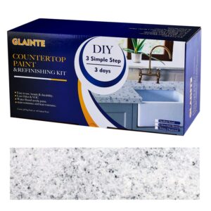 glainte granite countertop paint kit - white diamond counter top refinishing kit for kitchen bathroom