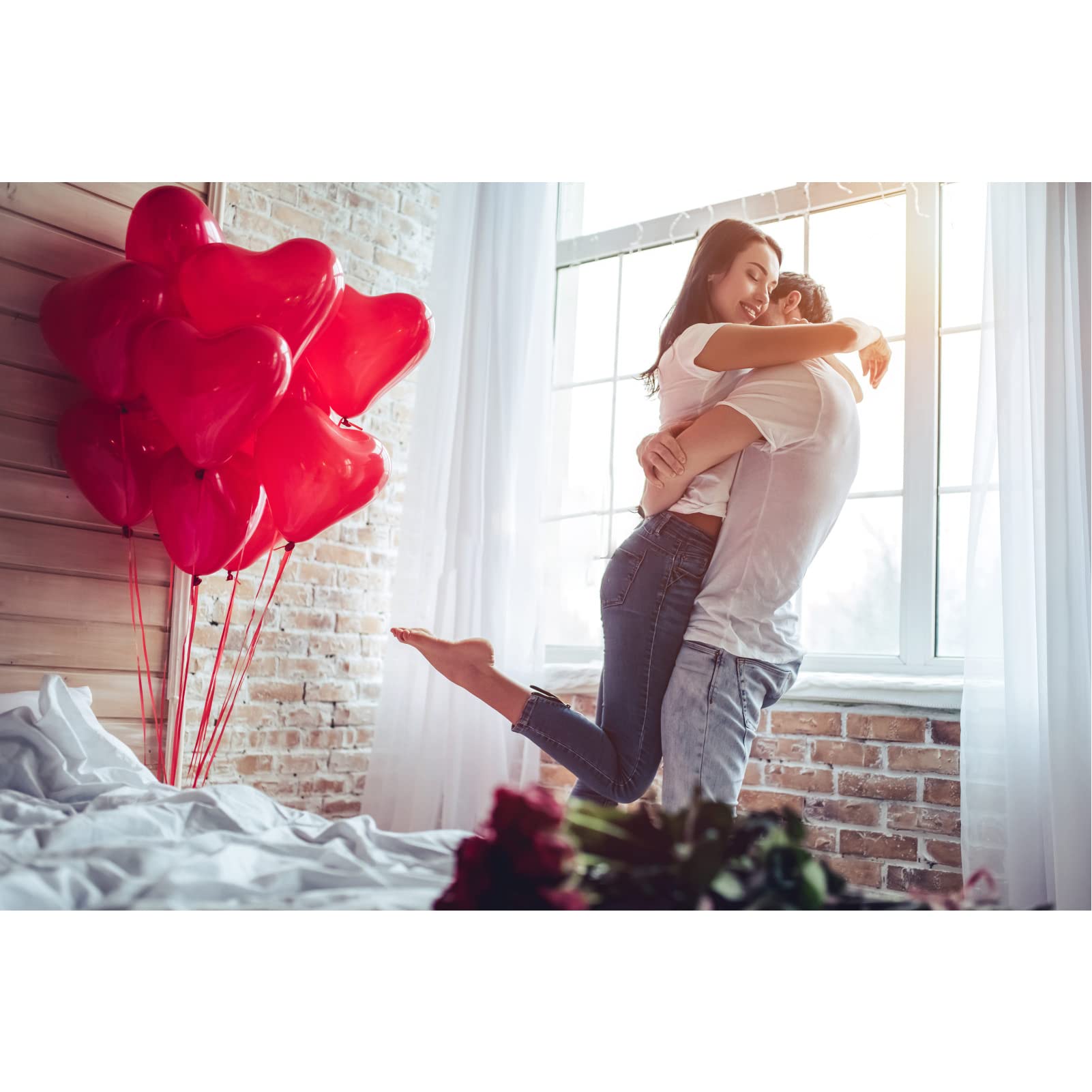 Rainmae Valentine Day Party Supplies I Love You Balloons and Love-Bear Balloons Kit 1000 Pcs Dark-Red Silk Rose Petals Romantic Flower Decoration Red Heart Balloons Swirls for Wedding Decorations