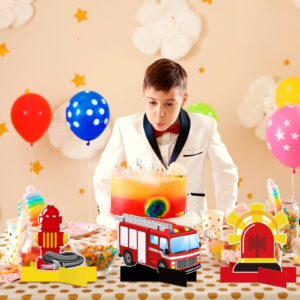 10 Pcs Firetruck Birthday Party Decorations Fire Truck Themed Table Supplies Firetruck Honeycomb Centerpieces Fire Truck Plates Firefighter Fire Hat Extinguisher Fireman Party Favors Supplies for Kids