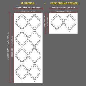 PINKIPO®, Moroccan Elegant, (16"x40") XL Stencil, Ethnic Large Wall Stencil, Classic Geometric Wall Stencils for Painting, Stencils for Walls, Moroccan Wall Stencil