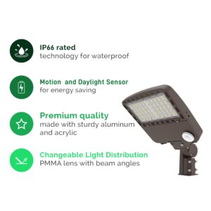 THE LIGHT MASTER – 100W LED Street/Parking Lot Light, 5000 K, 15000 Lumen, Security Light, 150LM/W, [200W-300W HPS Equiv.] 100-277V, Adj Slip Filter Mount, UL/DLC, Waterproof, 5 Yr Warrant