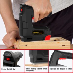 Powertough 4v Electric Cordless Staple Gun 2 in 1 Cordless Stapler, 1.5Ah Battery Powered Nail Gun for Upholstery Crafts, DIY, Including USB Charger Cable 2000pcs Free Staples and Brad Nails