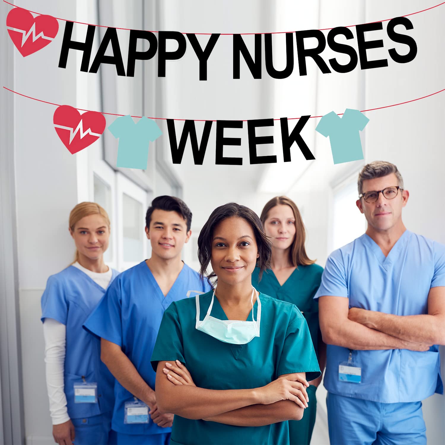 Happy Nurses Week Banner Thank You Nurses Party Decorations - Nurse Appreciation Week Banner for Medical Doctor Nursing Party Decorations