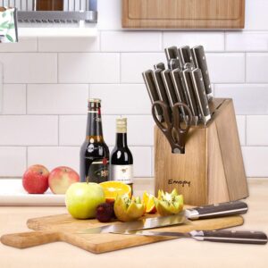 Emojoy Knife Set, 16 Pcs Kitchen Knife Set with Block, Chef Knife Set with sharpener, Stainless Steel Professional Knife for Kitchen