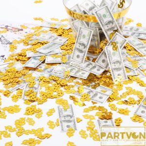 100 Dollar Bill Dollar Sign Confetti for Poker Themed Money Theme Birthday Table Decor, Casino Themed Birthday Las Vegas Game Night Retirement Anniversary Graduation Party Decoration