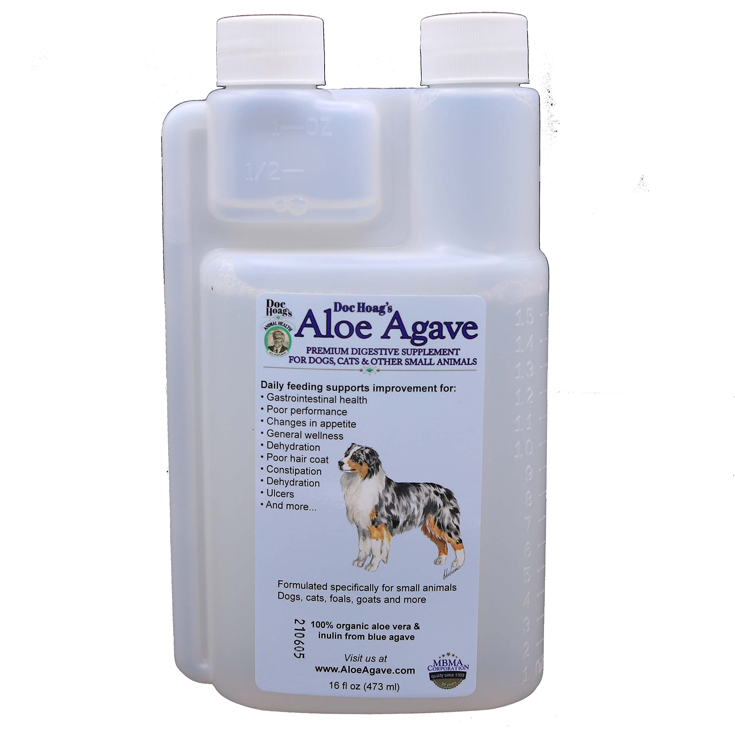 Doc Hoag’s Aloe Vera + Agave Natural Holistic Dog Supplements for Hair & Weight Loss - Also for Puppies, Cats & Other Small Animals by Original Udder Balm