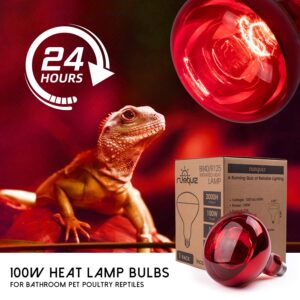 runquiz BR40 Red Heat Lamp Bulbs, 100 Watt Infrared Light Bulb, E26 Medium Base, for Bathroom Pet Poultry Reptiles Incandescent Heat Lamp, Infrared Bulb 1Pack