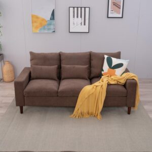 Panana 3 Seat Upholstered Fabric Sofa Small Couch Modular Sofa for Small Space, Apartment (Brown)