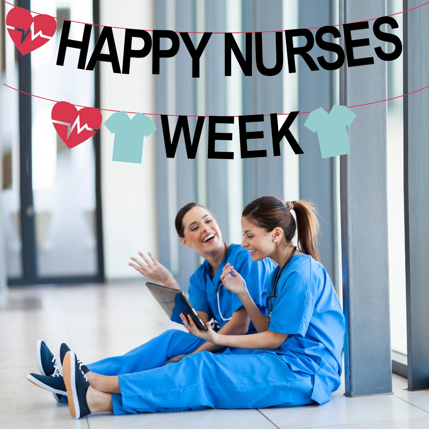 Happy Nurses Week Banner Thank You Nurses Party Decorations - Nurse Appreciation Week Banner for Medical Doctor Nursing Party Decorations