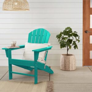 WMK Adirondack Chair Weather Resistant, Outdoor Fire Pit Chairs Plastic Resin Deck Adirondack Chairs for Patio, Law, Garden (Blue)