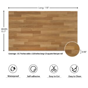 VEELIKE 15.7''x118'' Butcher Block Contact Paper for Countertops Waterproof Self Adhesive Wood Contact Paper Peel and Stick Wallpaper Removable Wood Vinyl Wrap for Cabinets Table Shelf Liners