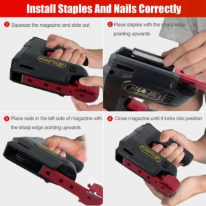 Powertough 4v Electric Cordless Staple Gun 2 in 1 Cordless Stapler, 1.5Ah Battery Powered Nail Gun for Upholstery Crafts, DIY, Including USB Charger Cable 2000pcs Free Staples and Brad Nails