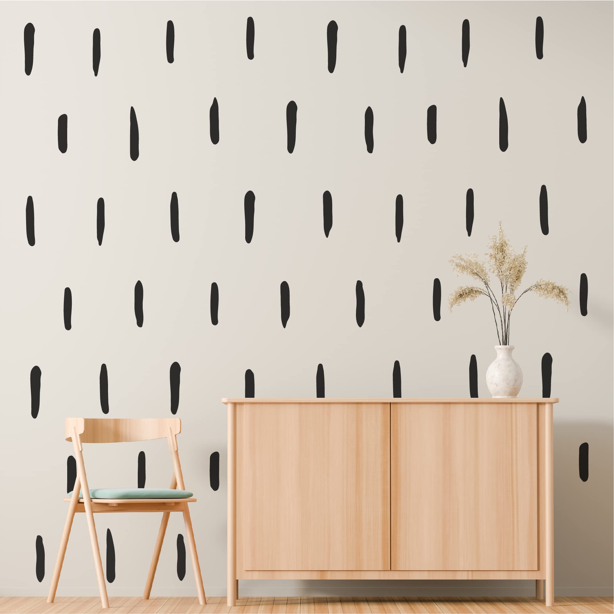 SHYJSHYJ Black Thick Irregular Line Vinyl Abstract Wall Decals, Peel and Stick Modern Boho Stickers, 120 Upright Stripes for Kids Nursery Bedroom Living Room Farmhouse Decor