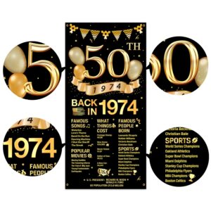 MiCa Direct 50th Birthday Door Cover Banner Decorations, Black Gold Happy 50th Birthday Door Cover Party Supplies, Large Fifty Year Old Birthday Poster Backdrop Sign Decor