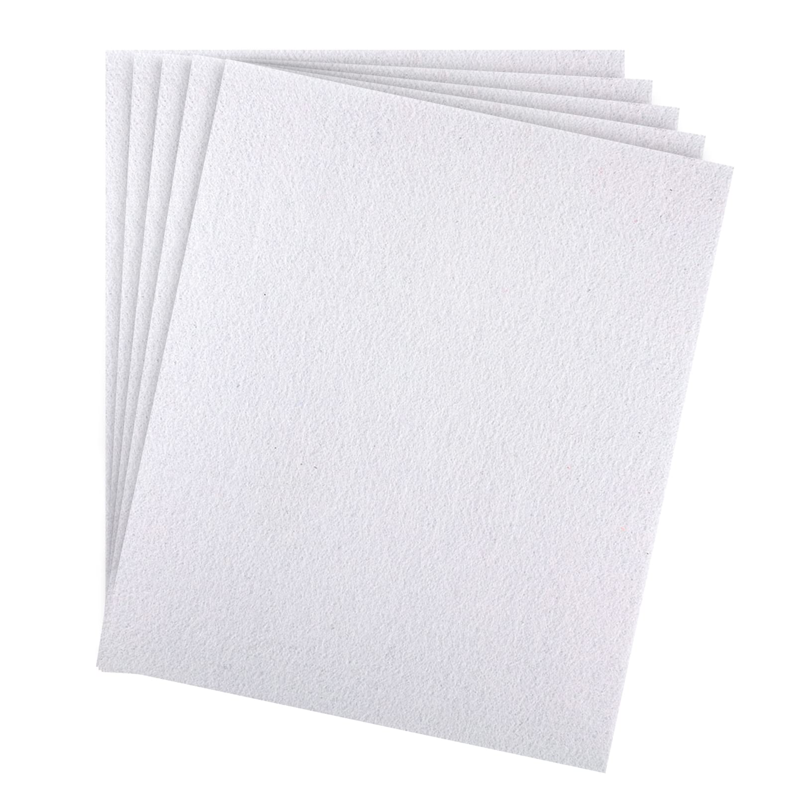 SAVITA 5 Pieces 10 x 9 Inch 3 mm Thick Felt Sheets, Hard Felt Fabric Sheets Halloween Felt Fabric for Patchwork Sewing Crafts (White)