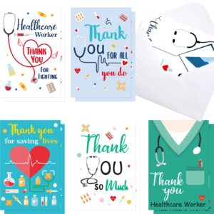 Fancy Land Healthcare Workers Thank You Card Medical Appreciation Cards for Nurses Graduation 12Pcs