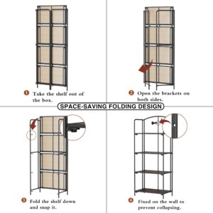 Crofy No Assembly Folding Bookshelf for Living Room, 4 Tier Black Collapsible Book Shelf for Home Office, Portable Bookcase Storage Organizer