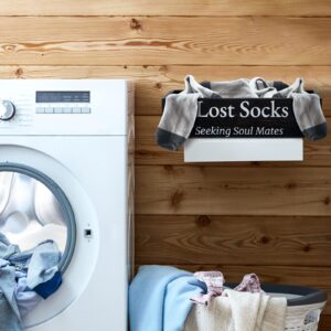 Farmhouse Lost Socks Basket Wooden Missing Sock Basket Laundry Room Organization Rustic Farmhouse Decor Funny Lost Socks Laundry Sign Sock Bin for Laundry Room Decor (Black, 9.4 x 3.94 x 2.36'')