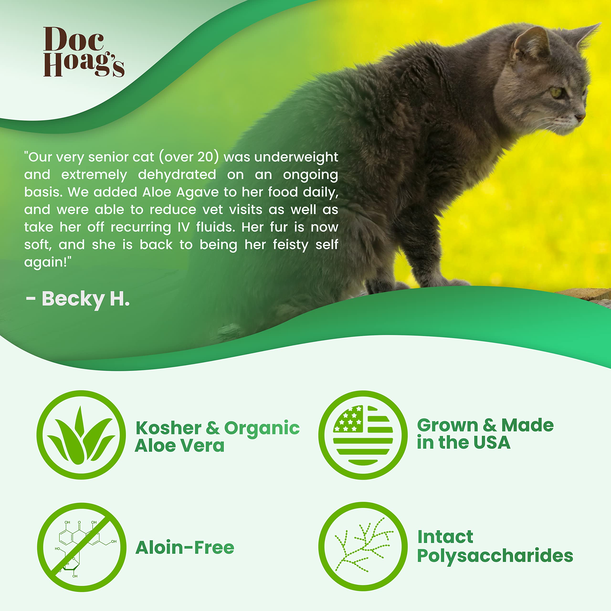 Doc Hoag’s Aloe Vera + Agave Natural Holistic Dog Supplements for Hair & Weight Loss - Also for Puppies, Cats & Other Small Animals by Original Udder Balm