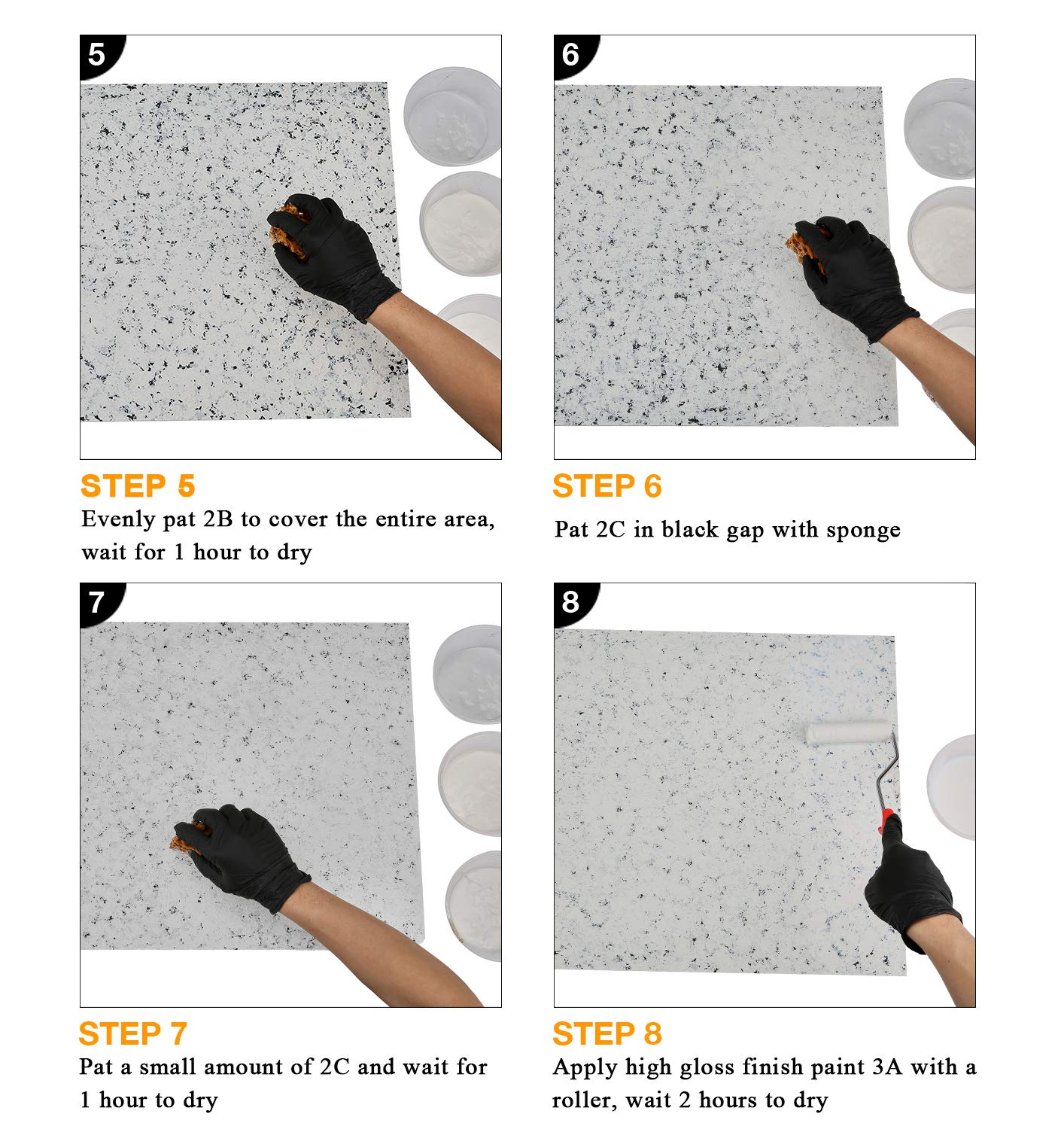 GLAINTE Granite Countertop Paint Kit - White Diamond Counter Top Refinishing Kit for Kitchen Bathroom