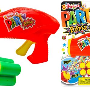 Confetti Party Poppers Gun Party Supplies (1 Gun 4 Shots) Plus Sticker Reusable Multicolor Metallic Confetti Poppers Gun Confetti Gun Party Favors Kids & Adults Birthday Parties Crazy Hour Fun 955-1s